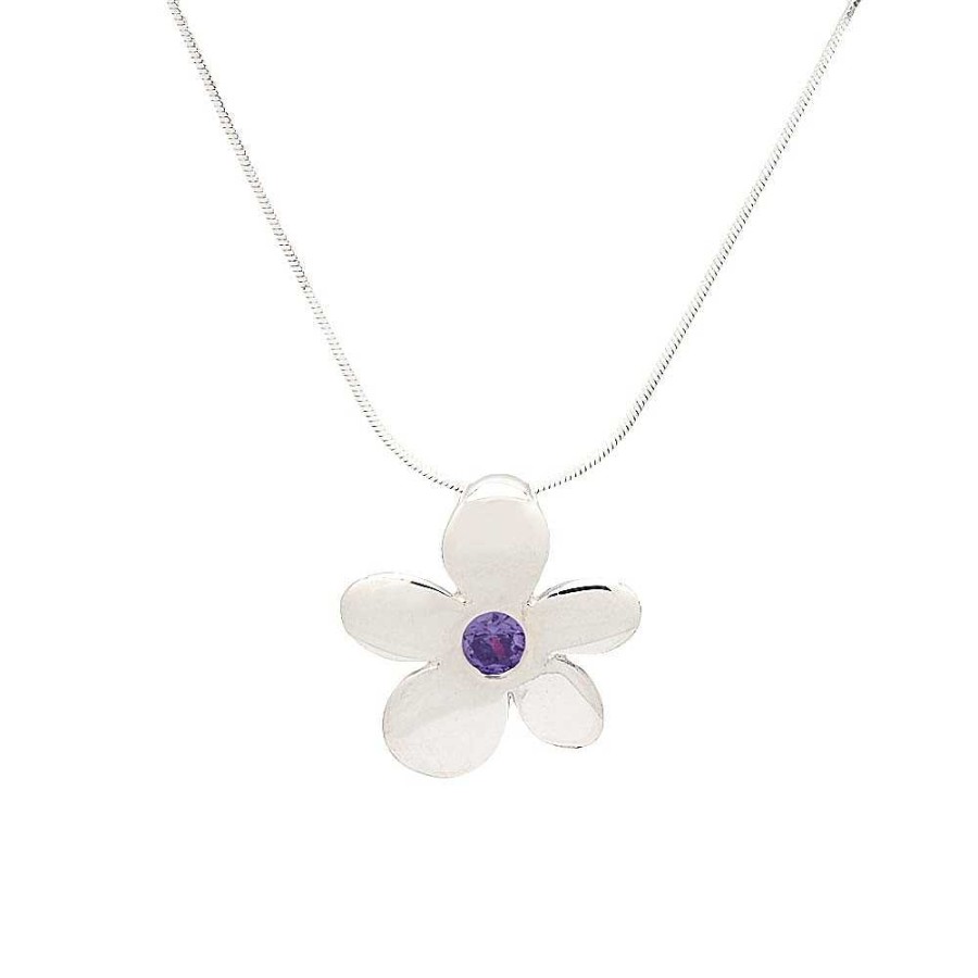 Collares Brillo | Colgante Plata Flor Color Amatista