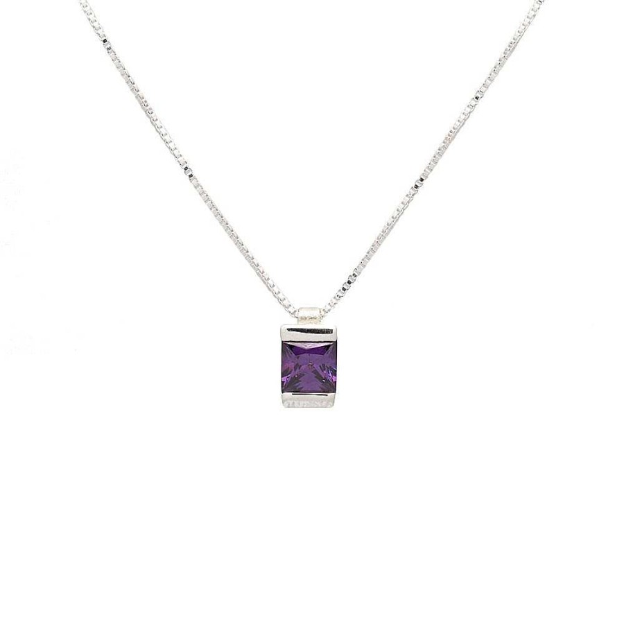 Collares Brillo | Colgante Plata Anna Color Amatista