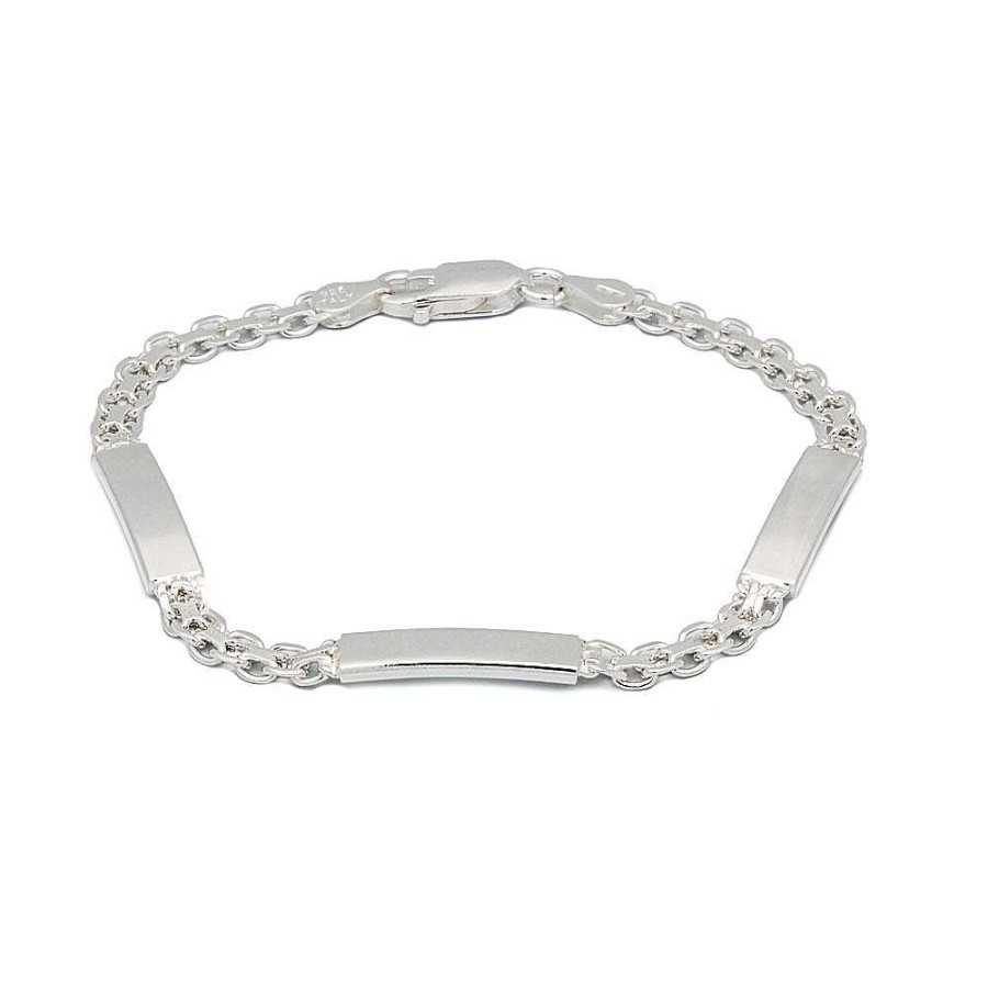 Pulseras Brillo | Pulsera Esclava De Plata Triple 5Mm Malla