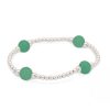 Pulseras Brillo | Pulsera De Plata Bolitas Agata Verde