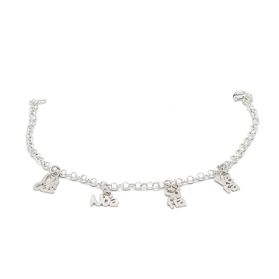 Collares Brillo | Charm De Plata Nombre Con Arandela