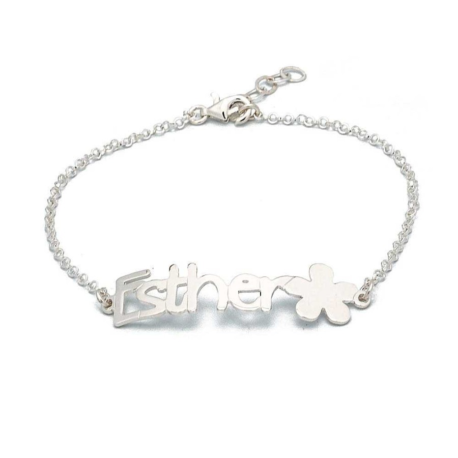 Pulseras Brillo | Pulsera De Plata Nombre Con Motivo