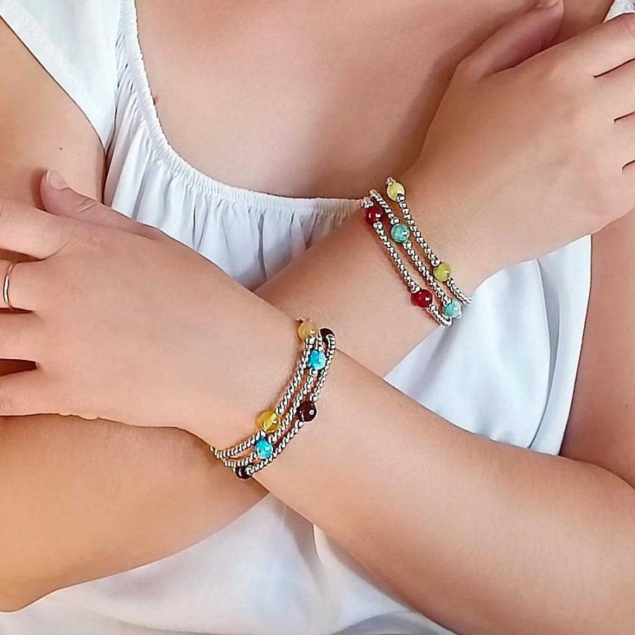 Pulseras Brillo | Pulsera Plata Y Gata Vino