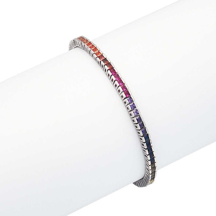 Pulseras Brillo | Pulsera De Plata Circonitas Multi Riviere 3.5