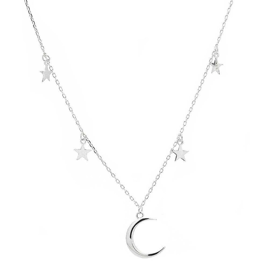 Collares Brillo | Gargantilla De Plata Luna Y Estrellas