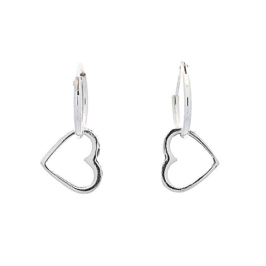 Pendientes Brillo | Aros De Plata Con Coraz N