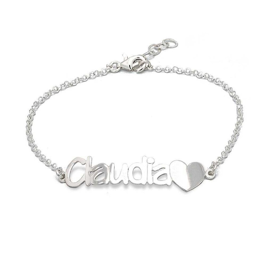 Pulseras Brillo | Pulsera De Plata Nombre Con Motivo