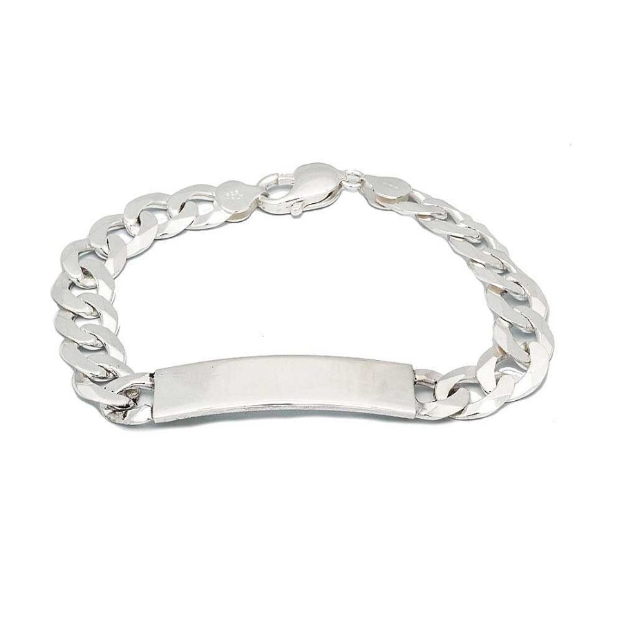 Pulseras Brillo | Pulsera Esclava De Plata De Ley Barbada 10Mm 21Cm