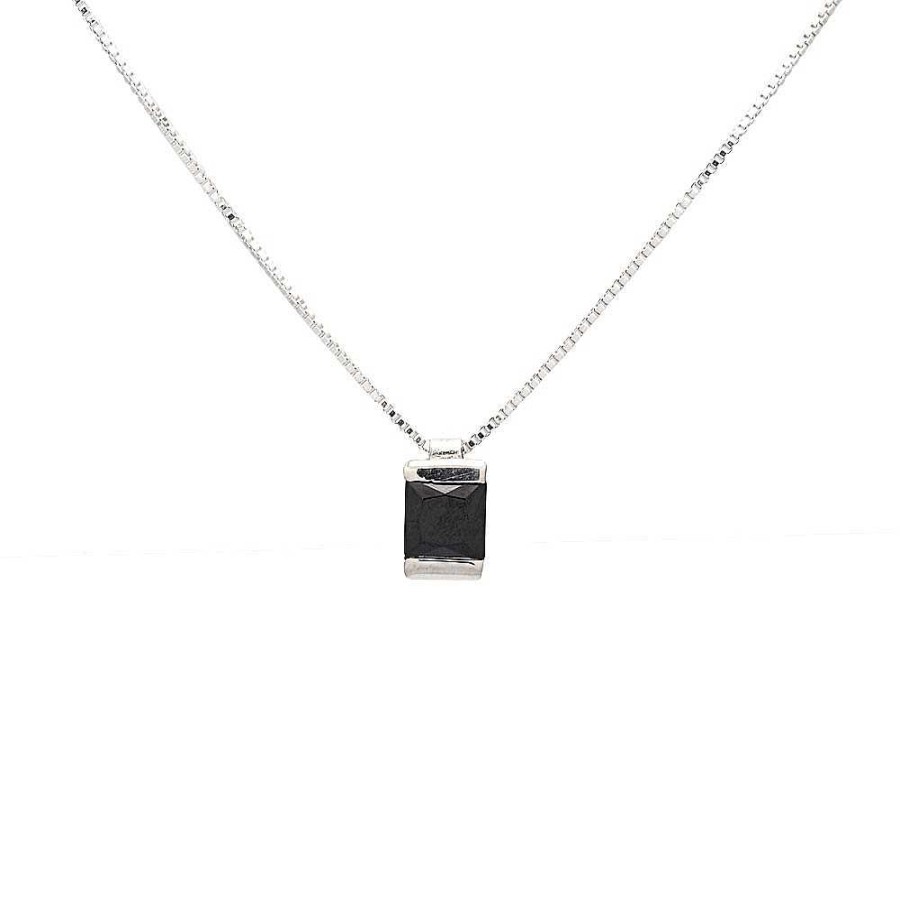 Collares Brillo | Colgante Plata Anna Color Negro