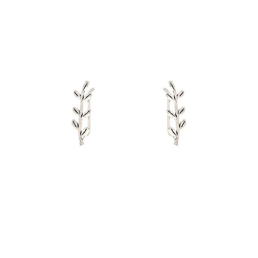 Pendientes Brillo | Trepadores De Plata Leaf