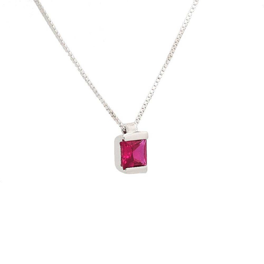 Collares Brillo | Colgante Plata Anna Color Rub