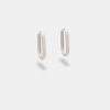 Pendientes Brillo | Aro Plata Oval Plateado Peque O