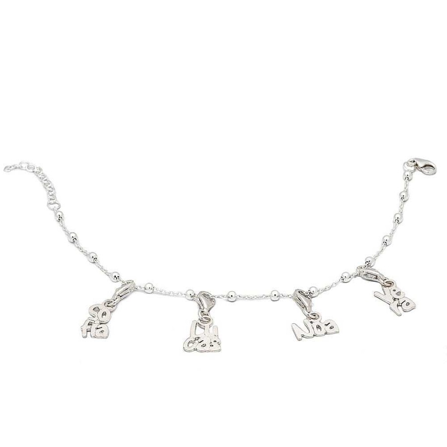 Collares Brillo | Charm De Plata Nombre Con Mosquet N