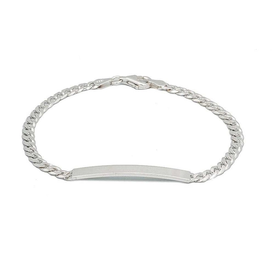 Pulseras Brillo | Pulsera Esclava De Plata De Ley Barbada 5Mm 21Cm