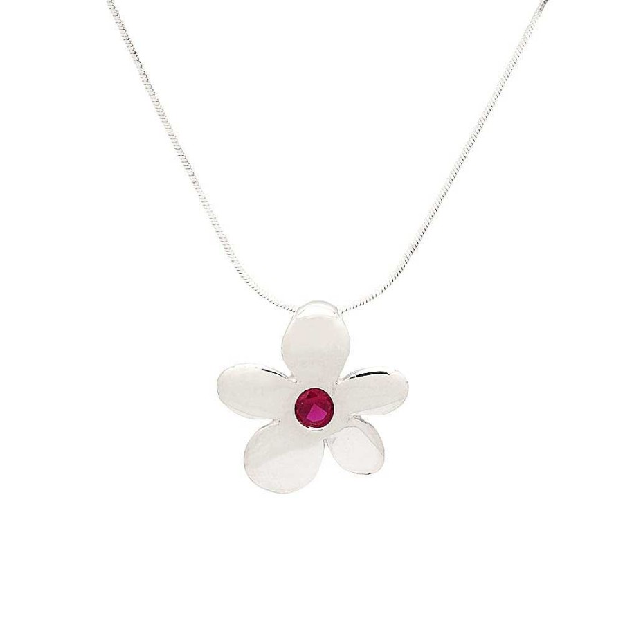 Collares Brillo | Colgante Plata Flor Color Rub