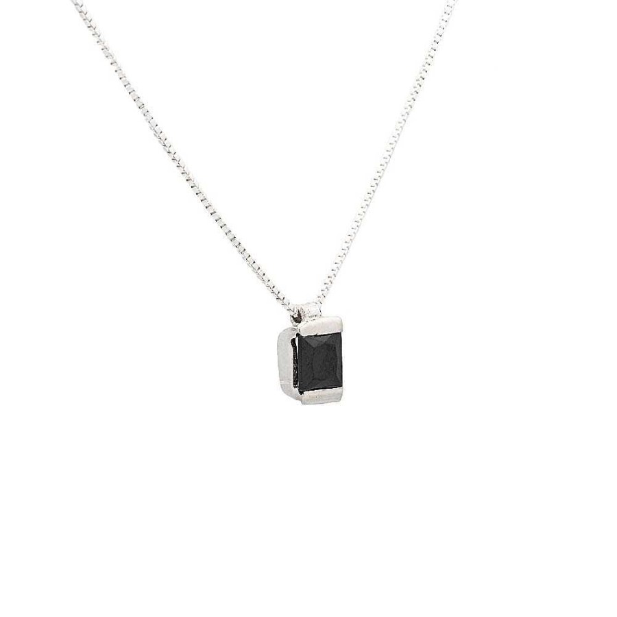 Collares Brillo | Colgante Plata Anna Color Negro