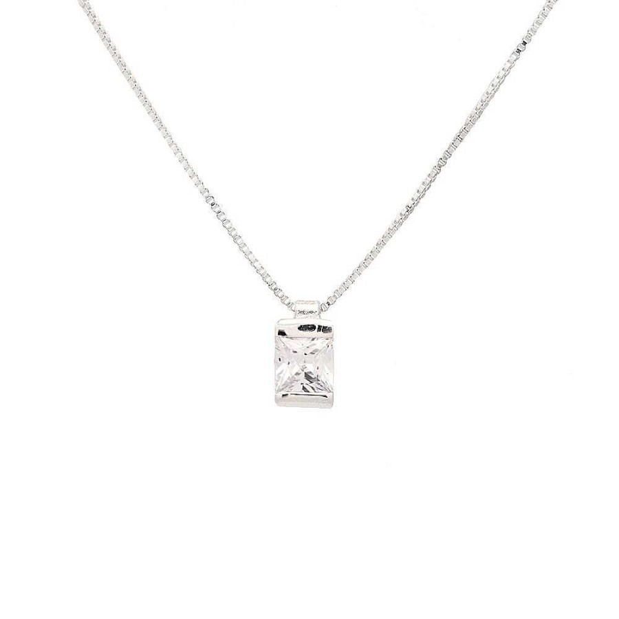 Collares Brillo | Colgante Plata Anna Color Blanco