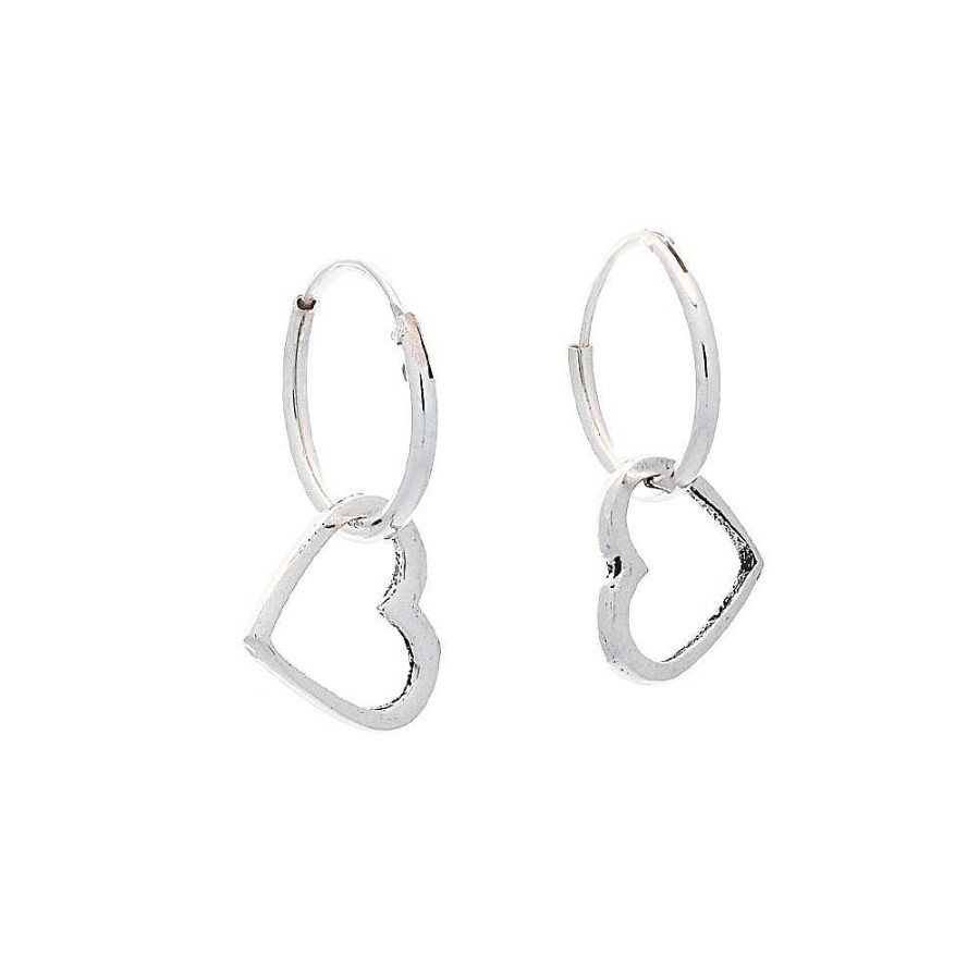 Pendientes Brillo | Aros De Plata Con Coraz N