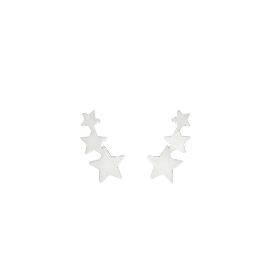 Pendientes Brillo | Pendientes Trepadores Plata Three Star