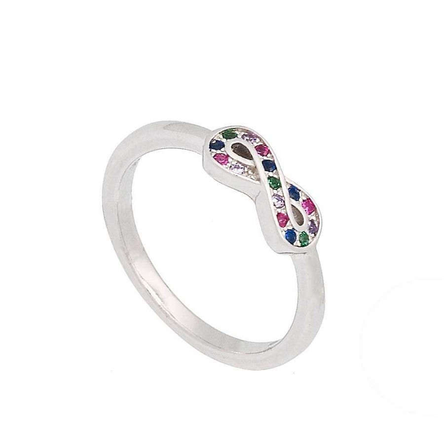 Anillos Brillo | Anillo De Plata Infinito Circonitas Multicolor