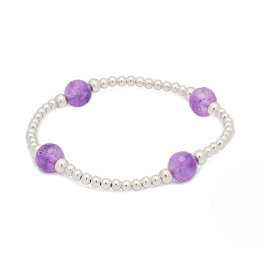 Pulseras Brillo | Pulsera De Plata Bolitas Amatista